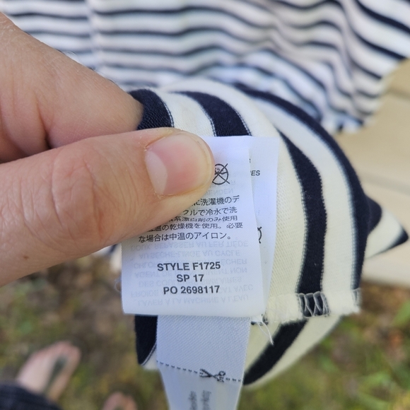 J. Crew Collection long sleeve navy white striped maxi dress size 00 - Picture 7 of 8